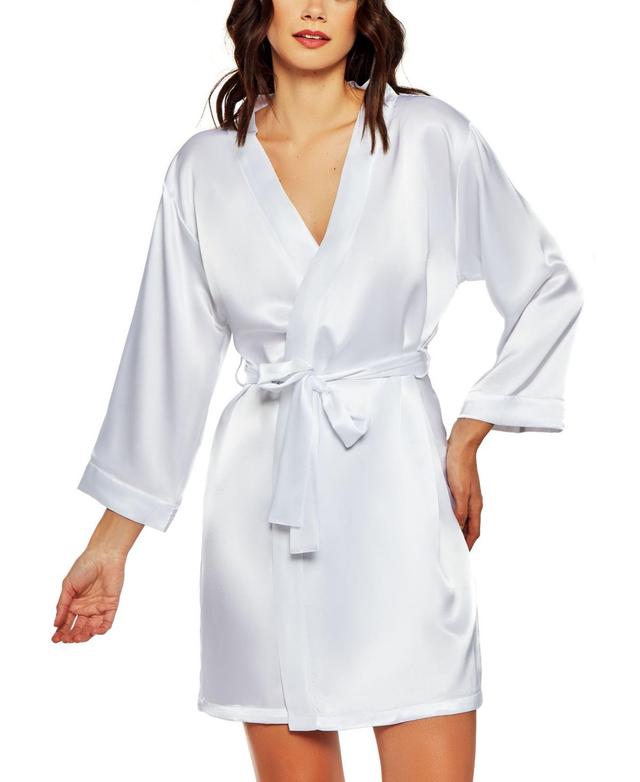 iCollection Womens Marina Lux 3/4 Sleeve Satin Lingerie Robe - Red Product Image