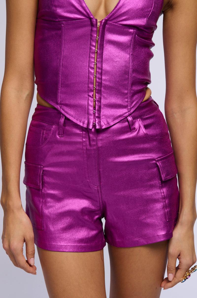 KARMA METALLIC FAUX LEATHER SHORT Product Image