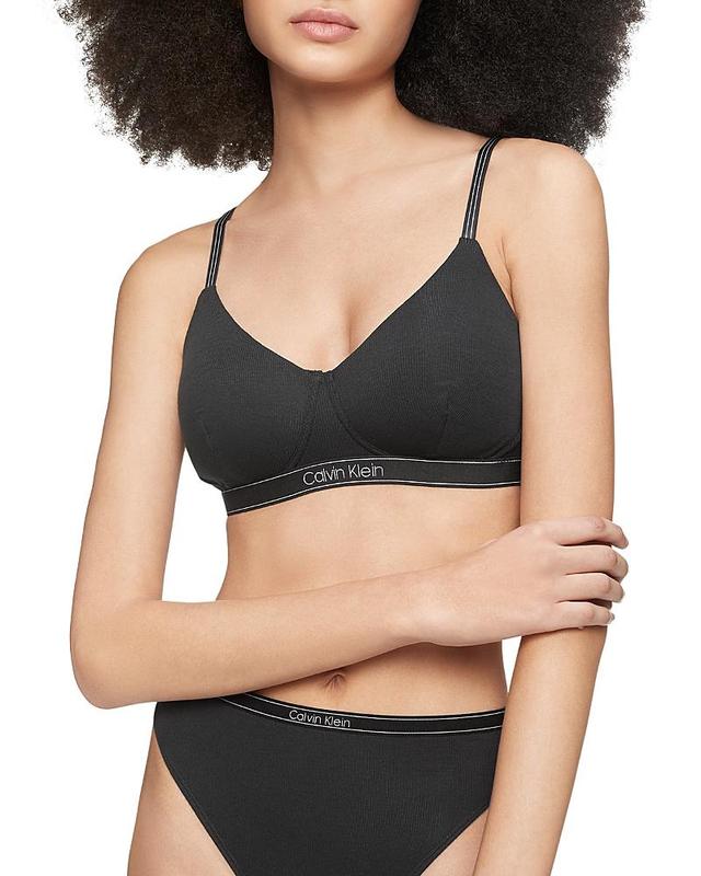 Calvin Klein Women's Pure Ribbed Lightly Lined Bralette - Black - XS Product Image