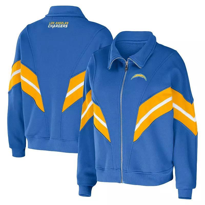 Womens Wear by Erin Andrews Powder Blue Los Angeles Chargers Yarn Dye Stripe Full-Zip Jacket Product Image