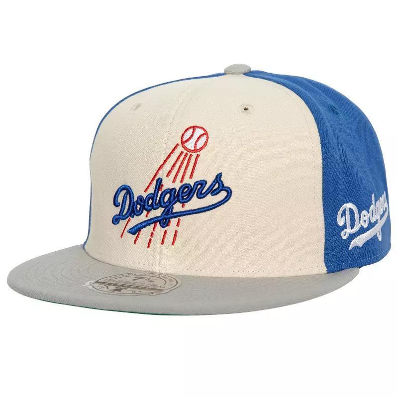 Mens Mitchell & Ness Cream/Gray Los Angeles Dodgers 100th Anniversary Homefield Fitted Hat Product Image