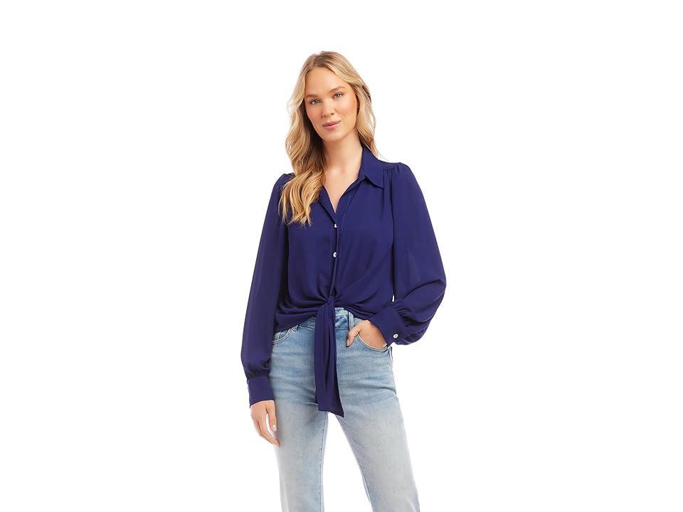 Karen Kane Tie Front Top (Iris) Women's Clothing Product Image