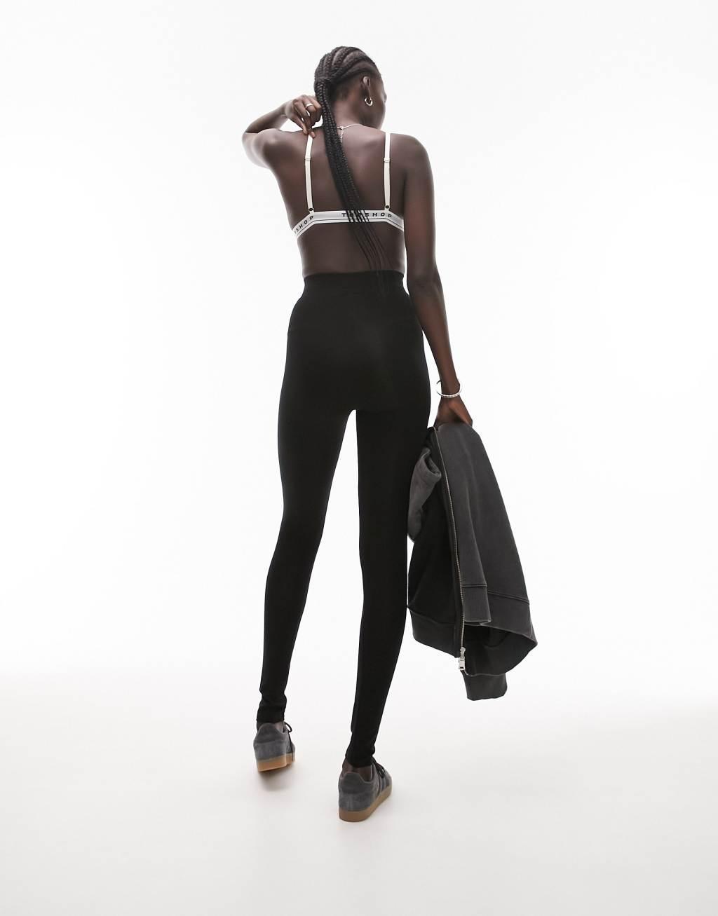 Topshop Tall high waist leggings in black Product Image