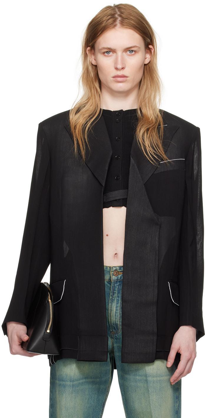 Fold-detail Tailored Oversized Jacket In Black Product Image