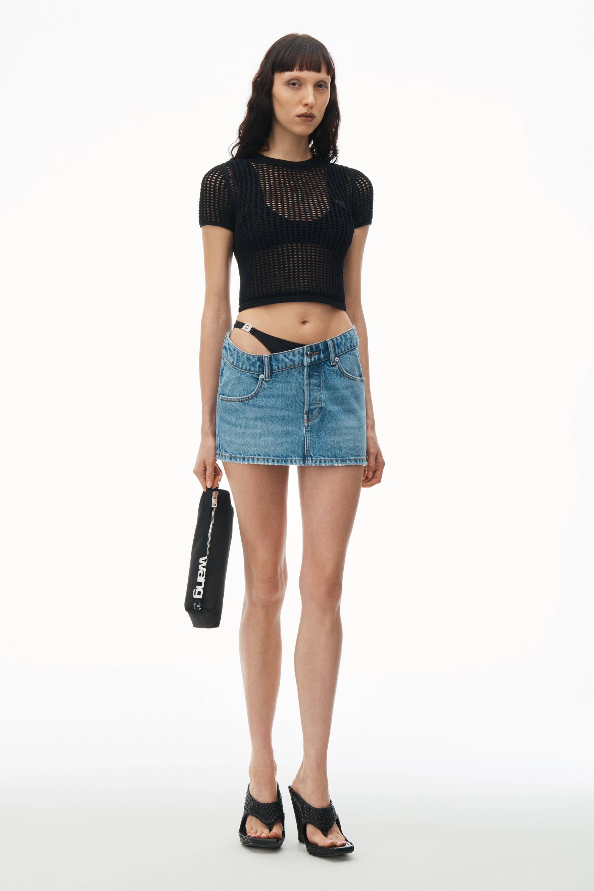 Asymmetric Bikini Layer Mini Skirt In Denim Product Image