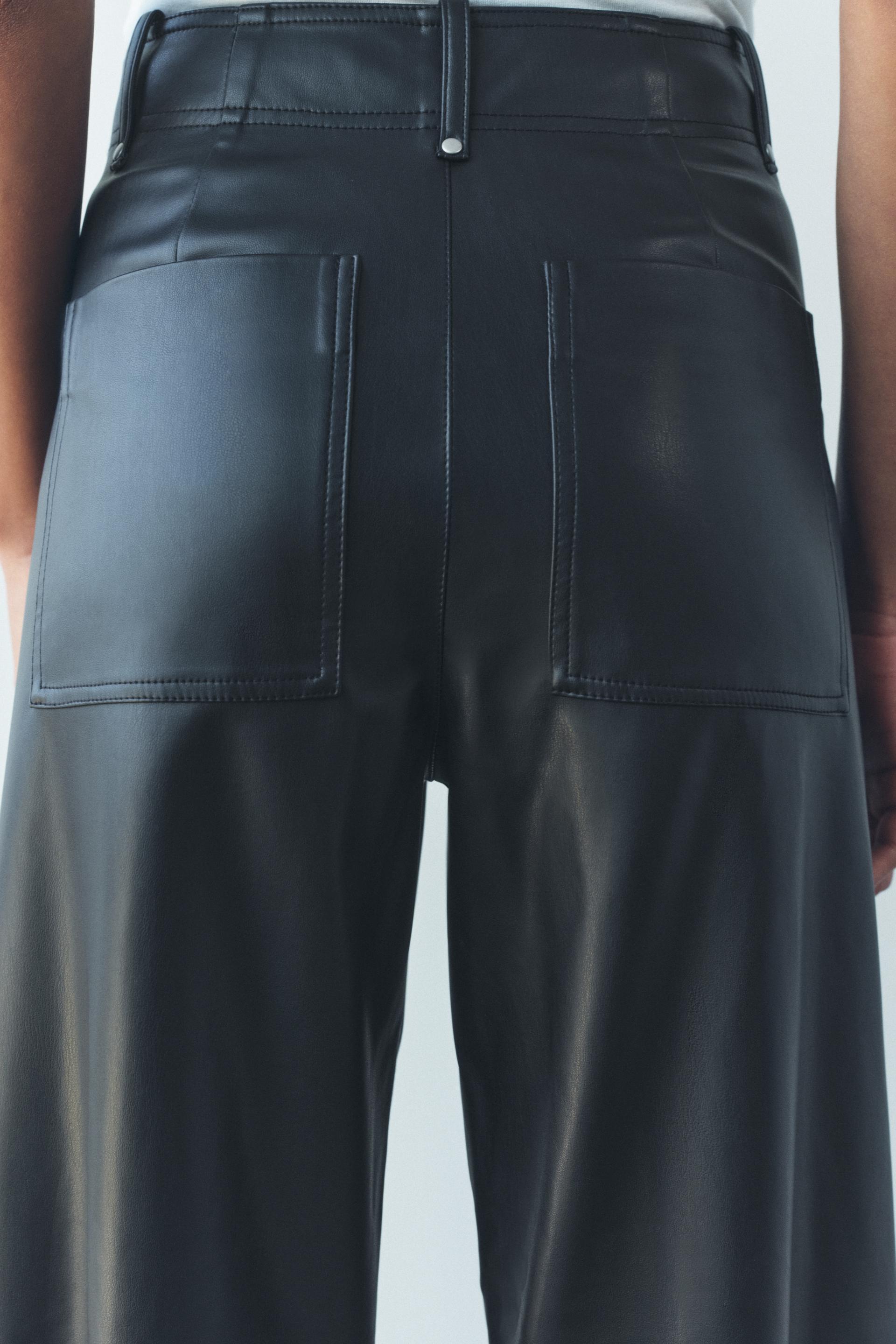 FAUX LEATHER WIDE LEG PANTS ZW COLLECTION Product Image