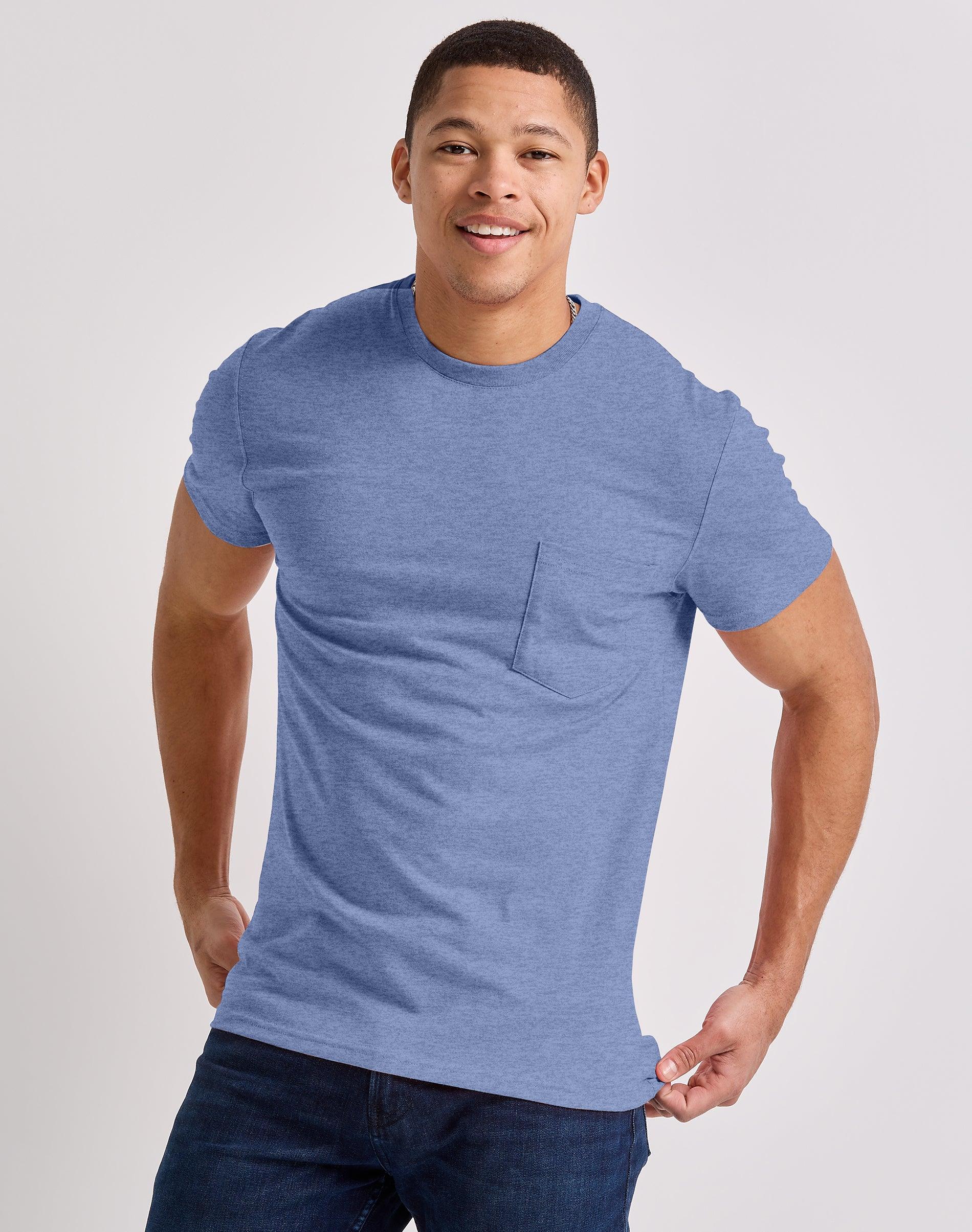 Mens Hanes Originals Tri-Blend Jersey Pocket Tee Grey Product Image