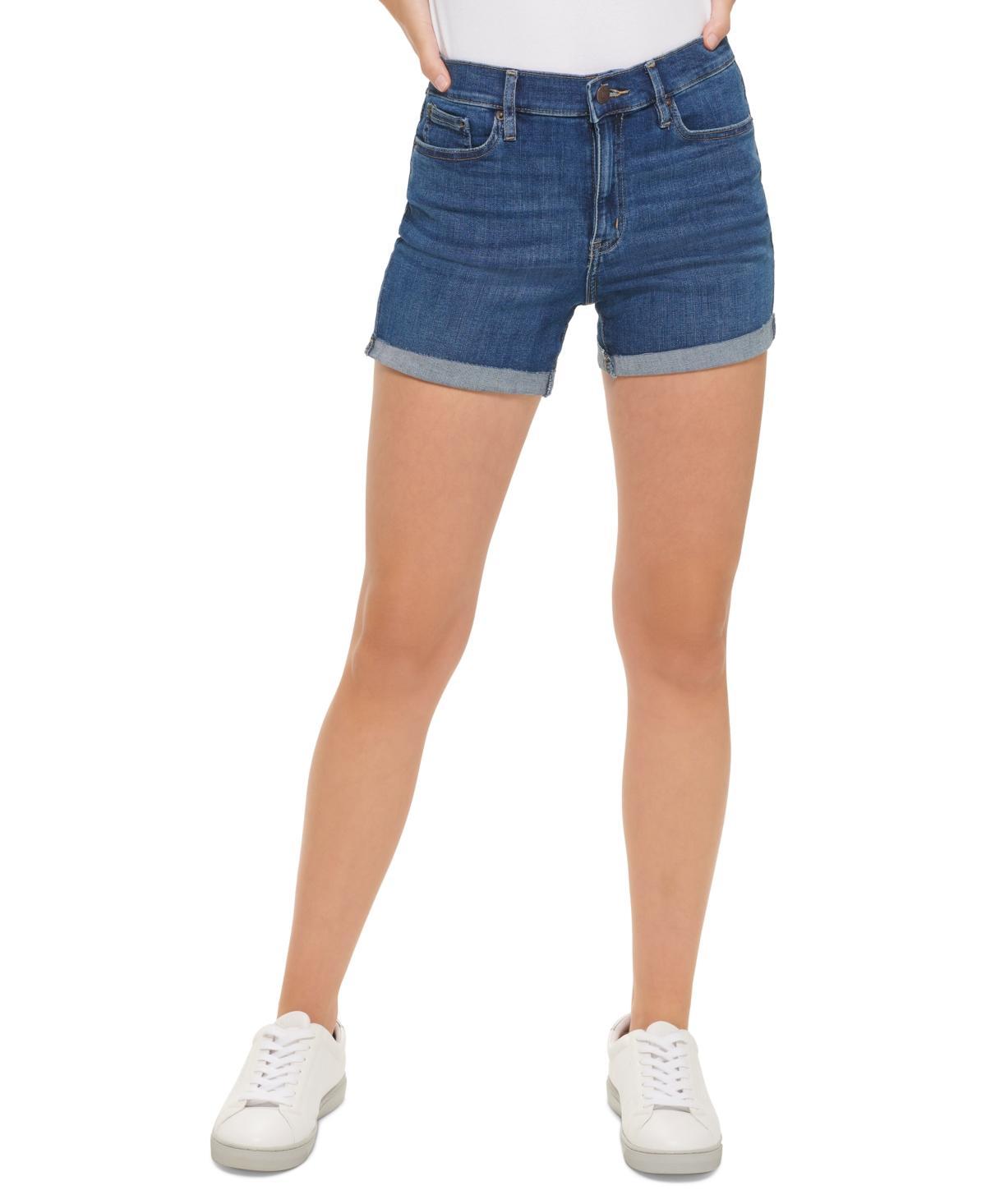 Calvin Klein Jeans Womens High-Rise Roll-Cuff Shorts Product Image