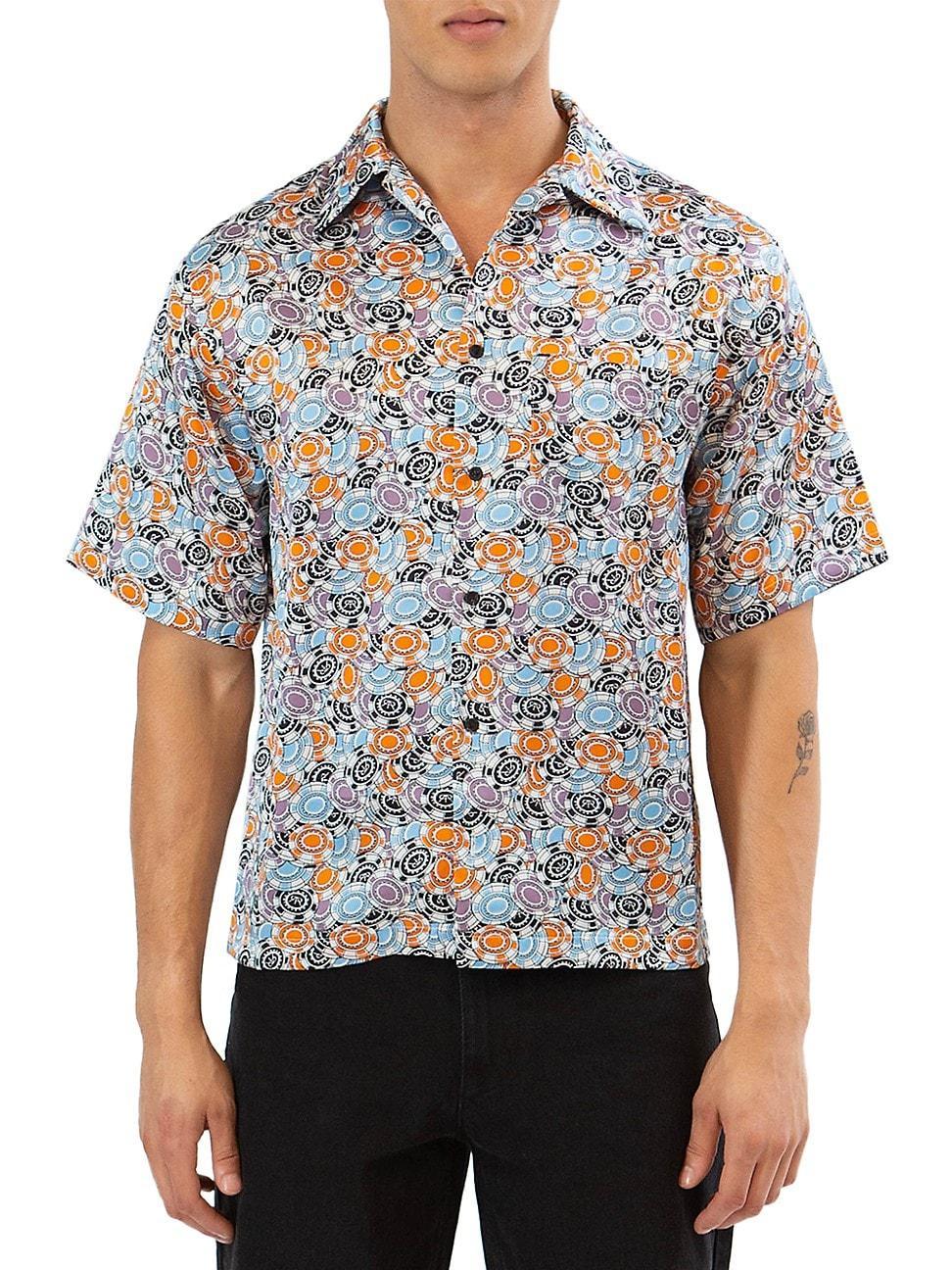 Mens Poker Chip Print Oversized-Fit Shirt Product Image