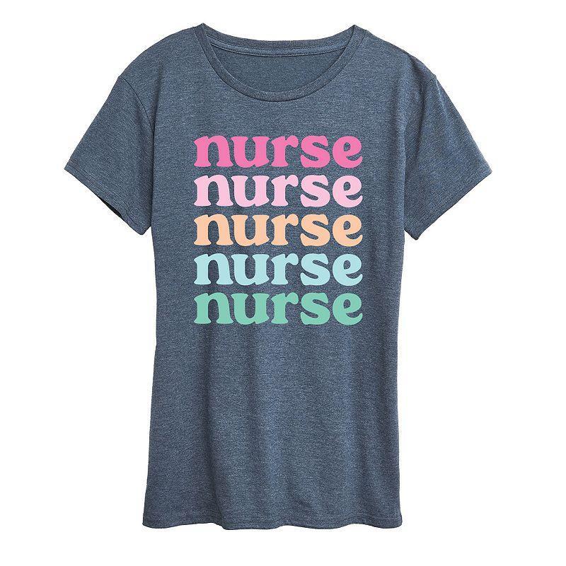 Womens Nurse Stacked Graphic Tee Med Blue Product Image