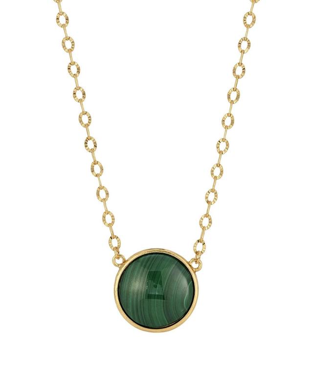 1928 Gold Tone Dark Green Stone Necklace, Womens Product Image