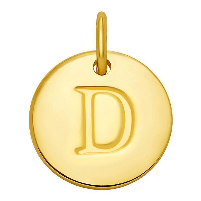 PRIMROSE 18k Gold Over Sterling Silver Letter Disc Charm, Womens, Gold Over Sterling D Product Image