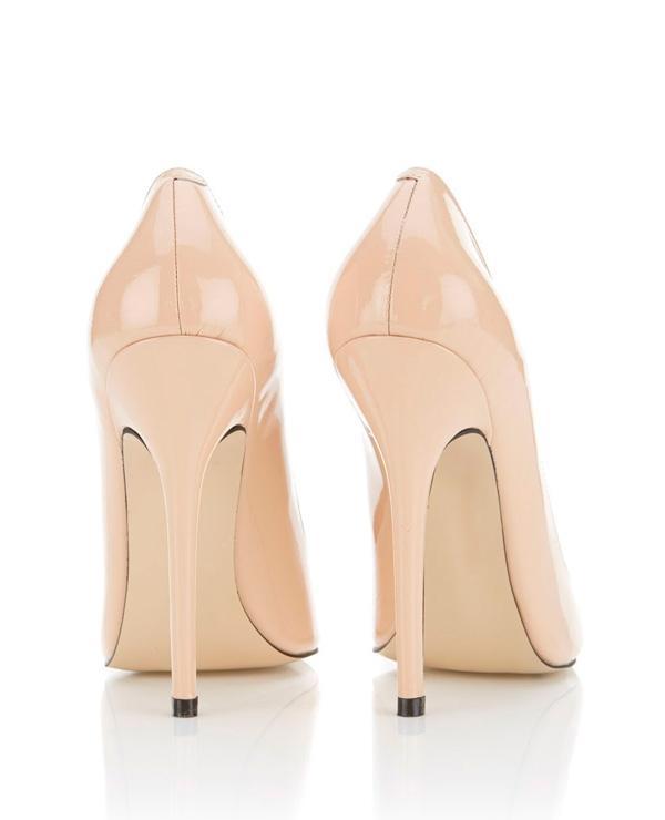 Paris Patent Leather Beige Pointed Toe High Heel Pump Product Image