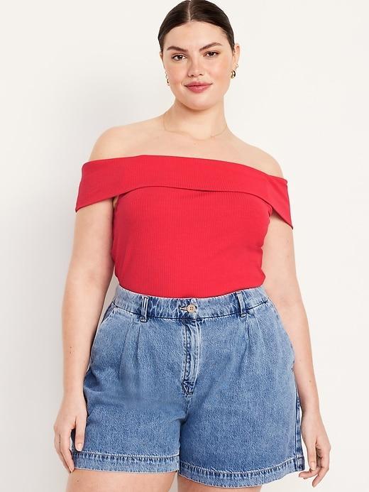 Off-Shoulder Ribbed Top Product Image