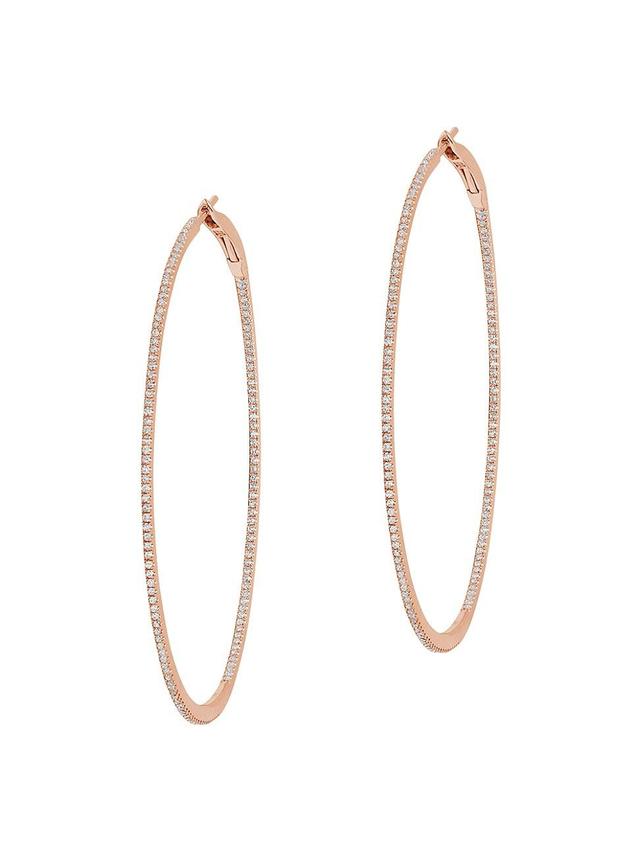 Womens Graphique 18K Rose Gold & Diamond Large Hoop Earrings Product Image