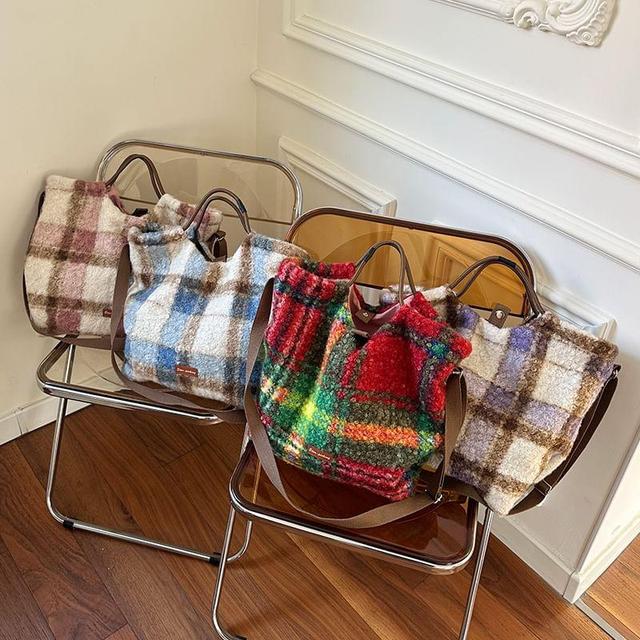 Plaid Fluffy Crossbody Bag Product Image