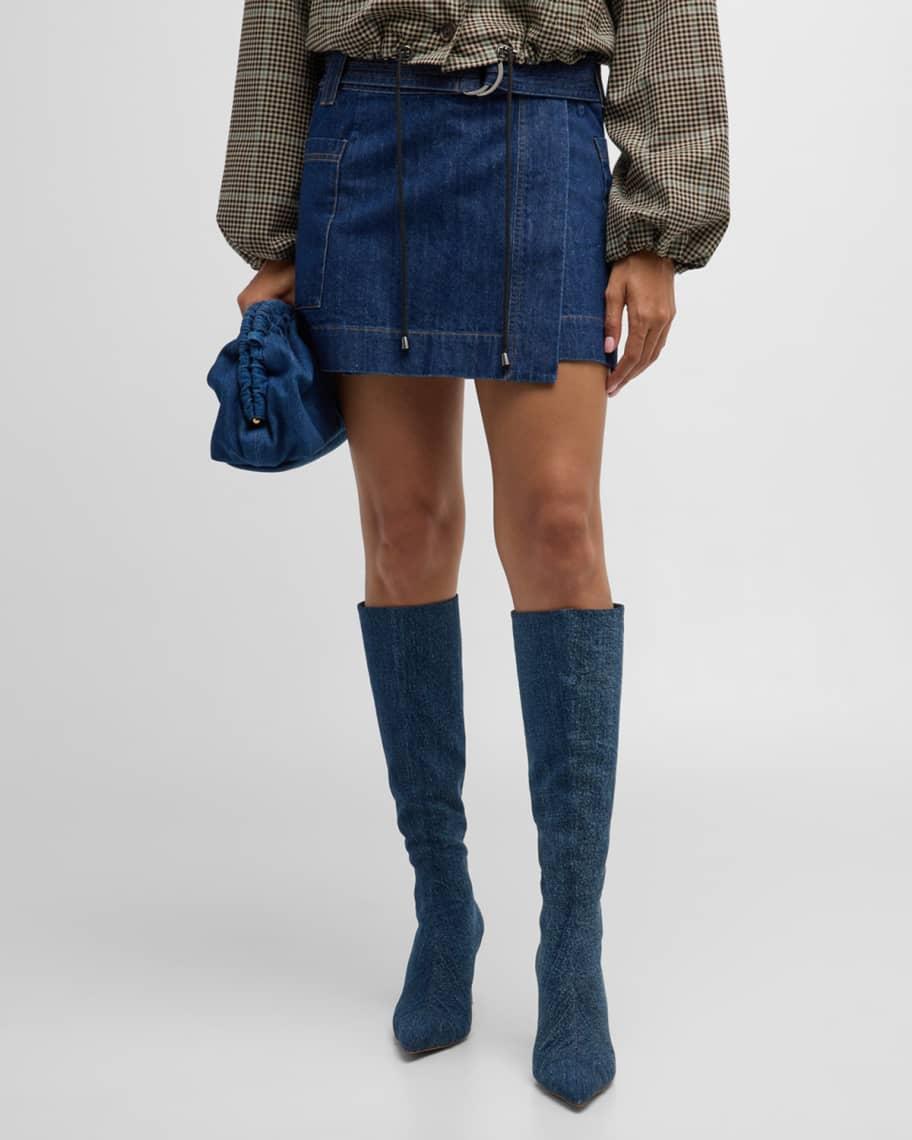 Deanna Belted Denim Mini Skirt  Product Image