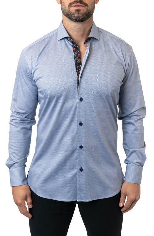 Maceoo Einstein Stretchparallel 96 Blue Contemporary Fit Button-Up Shirt at Nordstrom Product Image