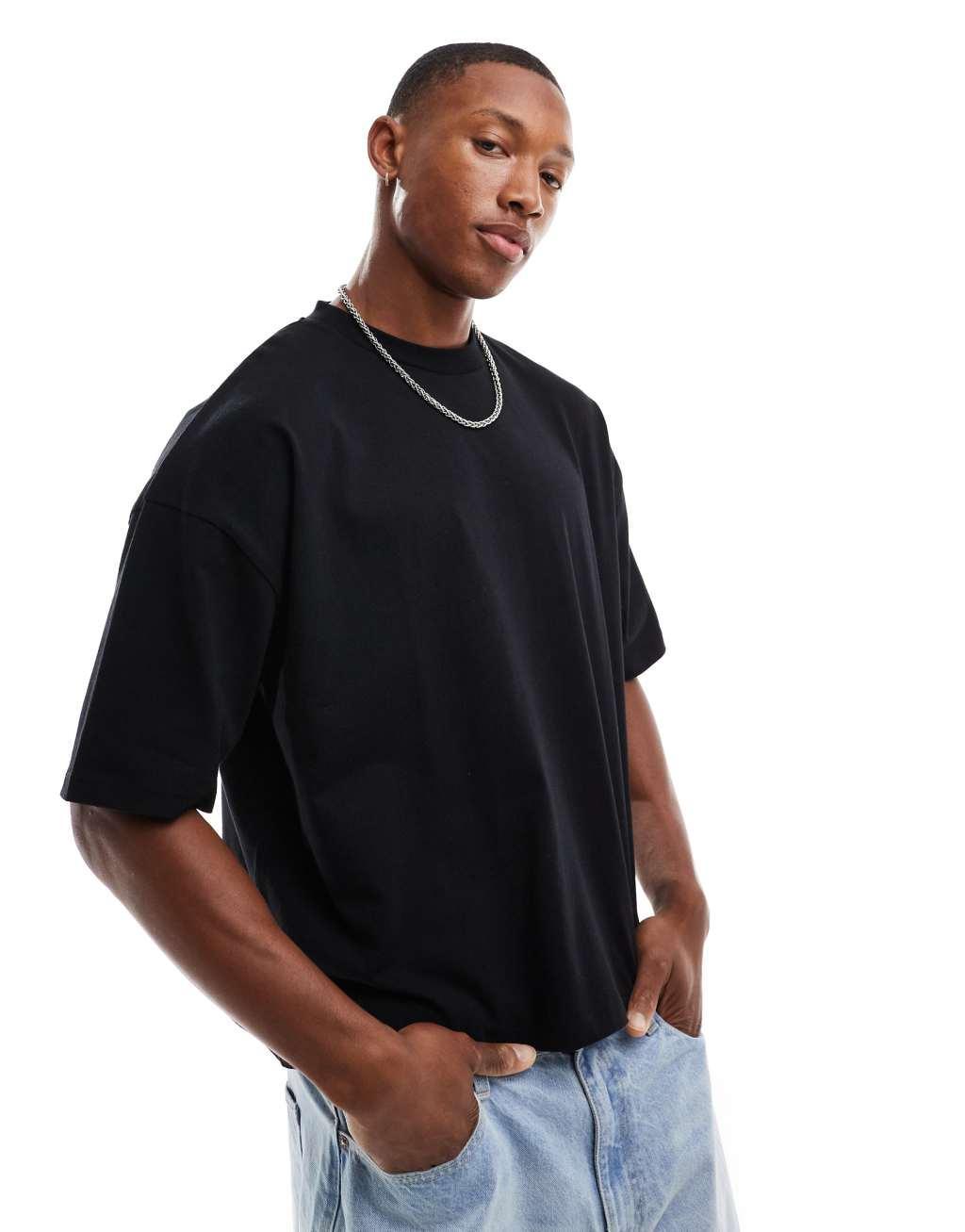 ASOS DESIGN oversized t-shirt with back print in black Product Image