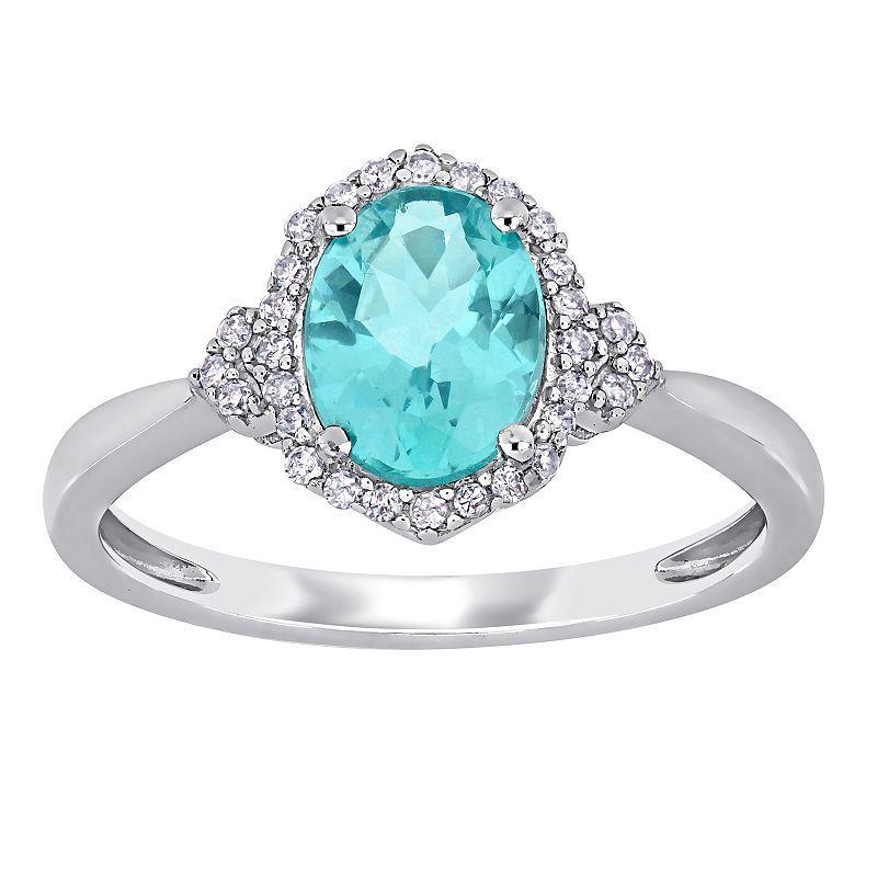 Stella Grace 10k White Gold 1/8 Carat T.W. Diamond & Apatite Ring, Womens Blue Product Image