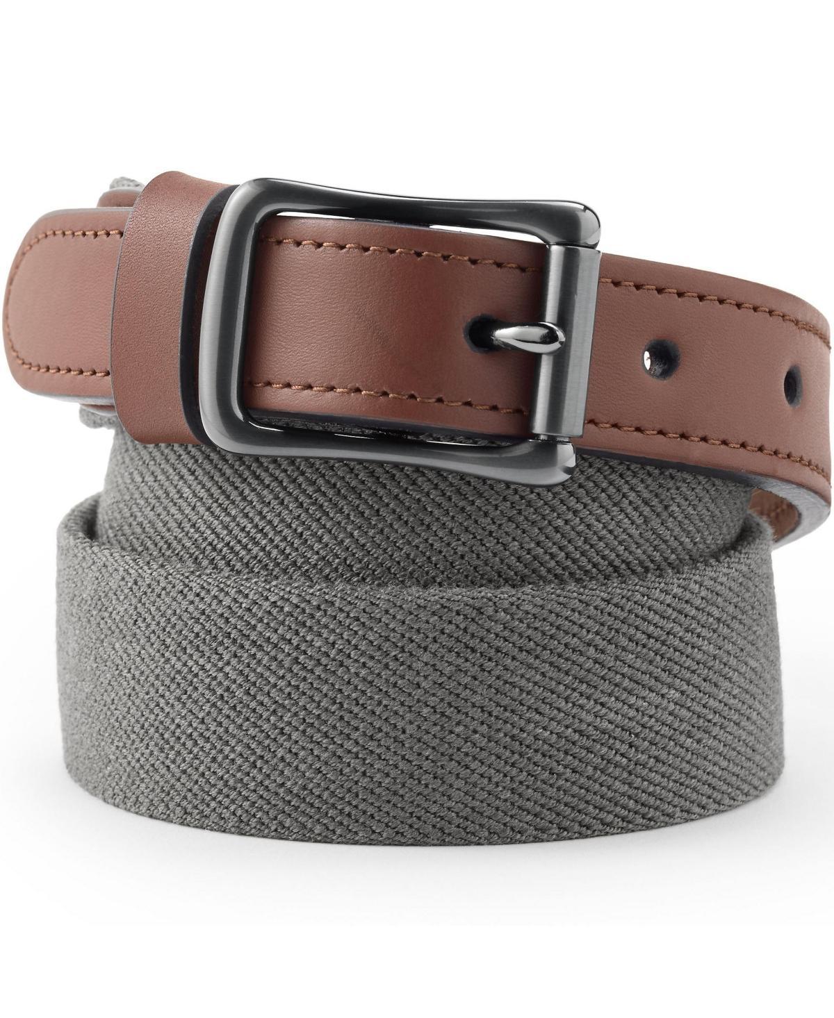 Big & Tall Lands End Elastic Surcingle Leather Trim Belt Green Moss Product Image