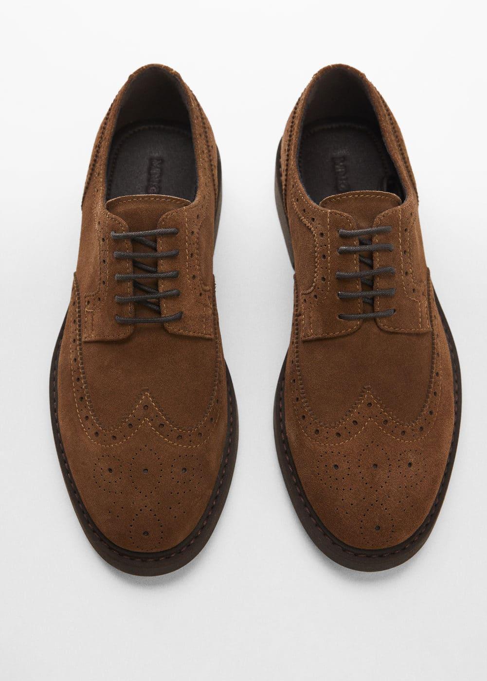 MANGO MAN - Die-cut suede blucher shoes medium brownMen Product Image