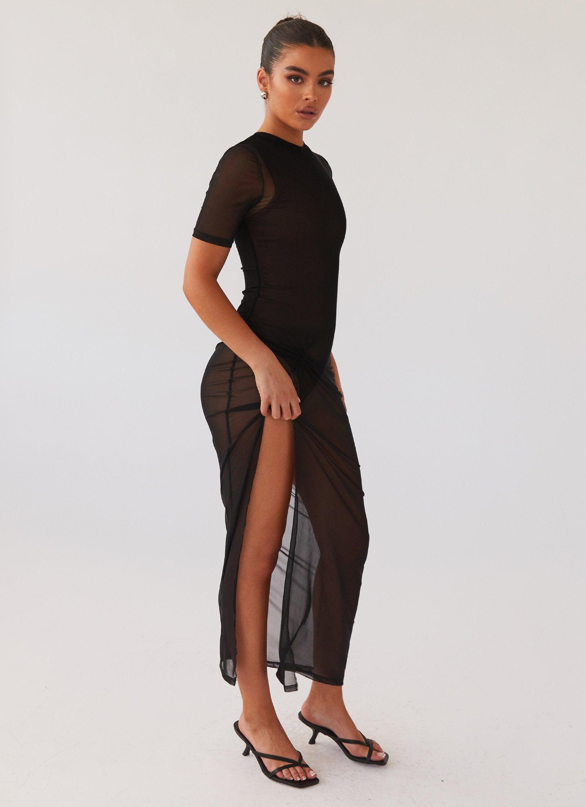 Fever Dreamer Mesh Maxi Dress - Black Product Image