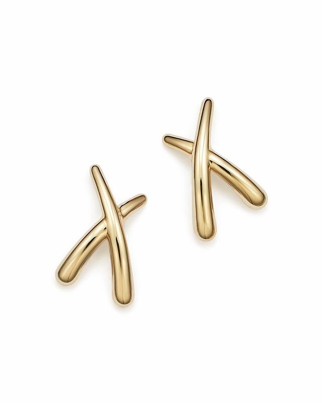 Saks Fifth Avenue Womens 14K Yellow Gold Criss-Cross Stud Earrings Product Image