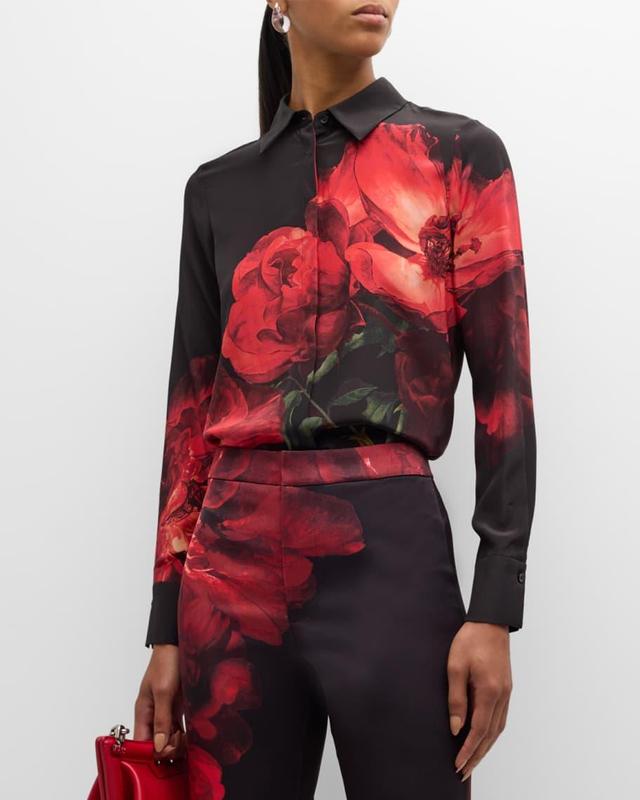 Brady Floral Silk Slim Button-Front Shirt Product Image