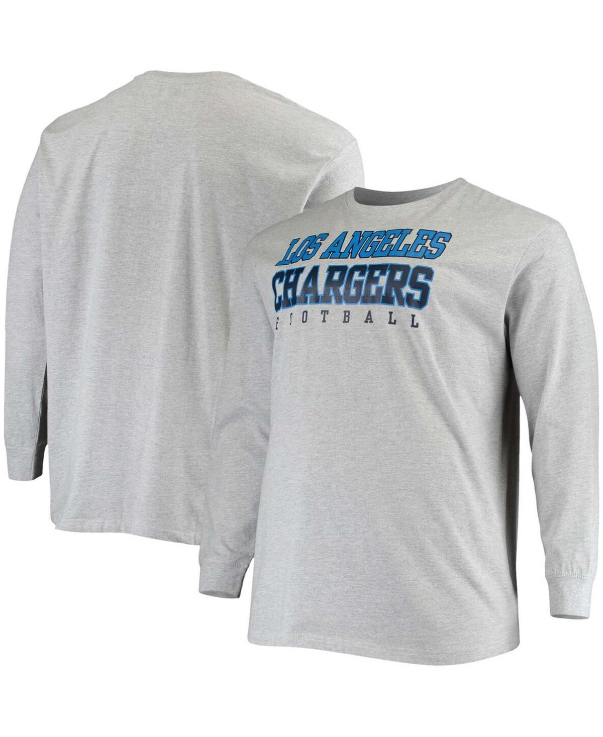 Mens Fanatics Branded Heathered Gray Los Angeles Chargers Big & Tall Practice Long Sleeve T-Shirt Product Image