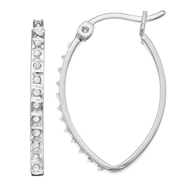 Diamond Mystique Sterling Silver Diamond Accent Oval Hoop Earrings, Womens, White Product Image