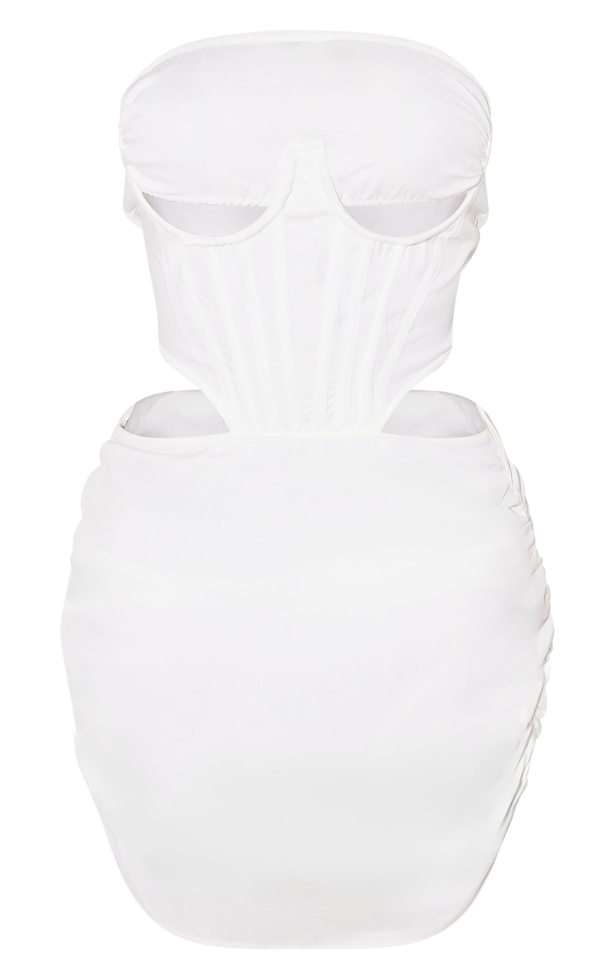 Shape White Woven Cut Out Corset Deail Bodycon Dress Product Image