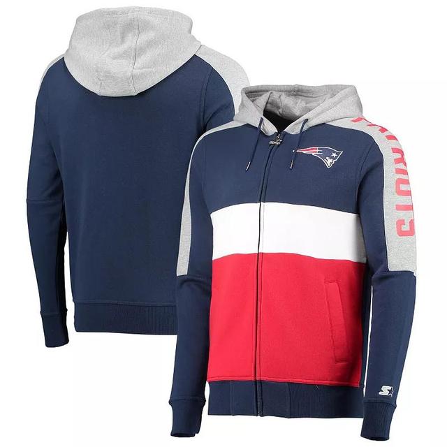 Mens Starter /Red New England Patriots Playoffs Color Block Full-Zip Hoodie Blue Product Image