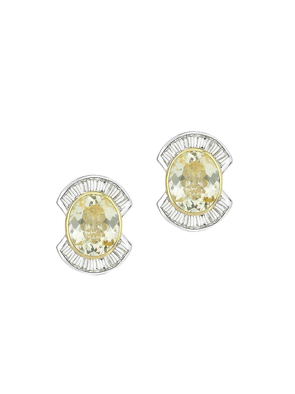 Womens Reflection 14K Gold, Diamond & Citrine Earrings Product Image