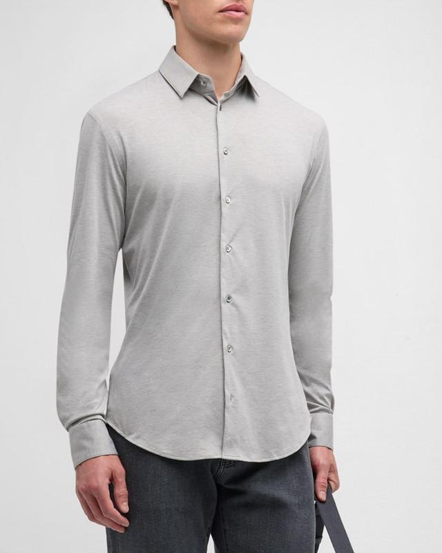 Mens Solid Cotton Stretch Sport Shirt Product Image