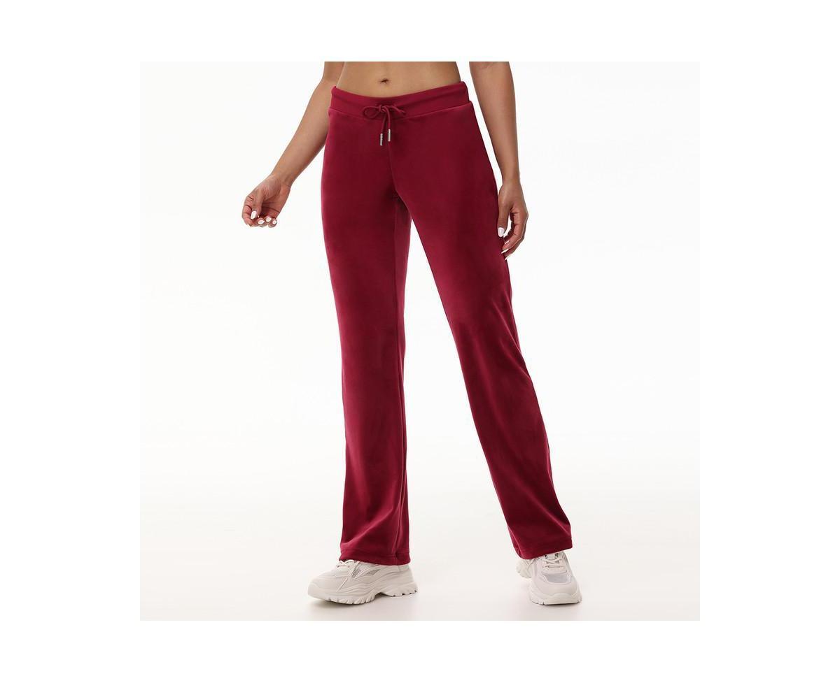 Juicy Couture Solid Rib Waist Velour Pant W/Drawcord (Plum) Women's Clothing Product Image