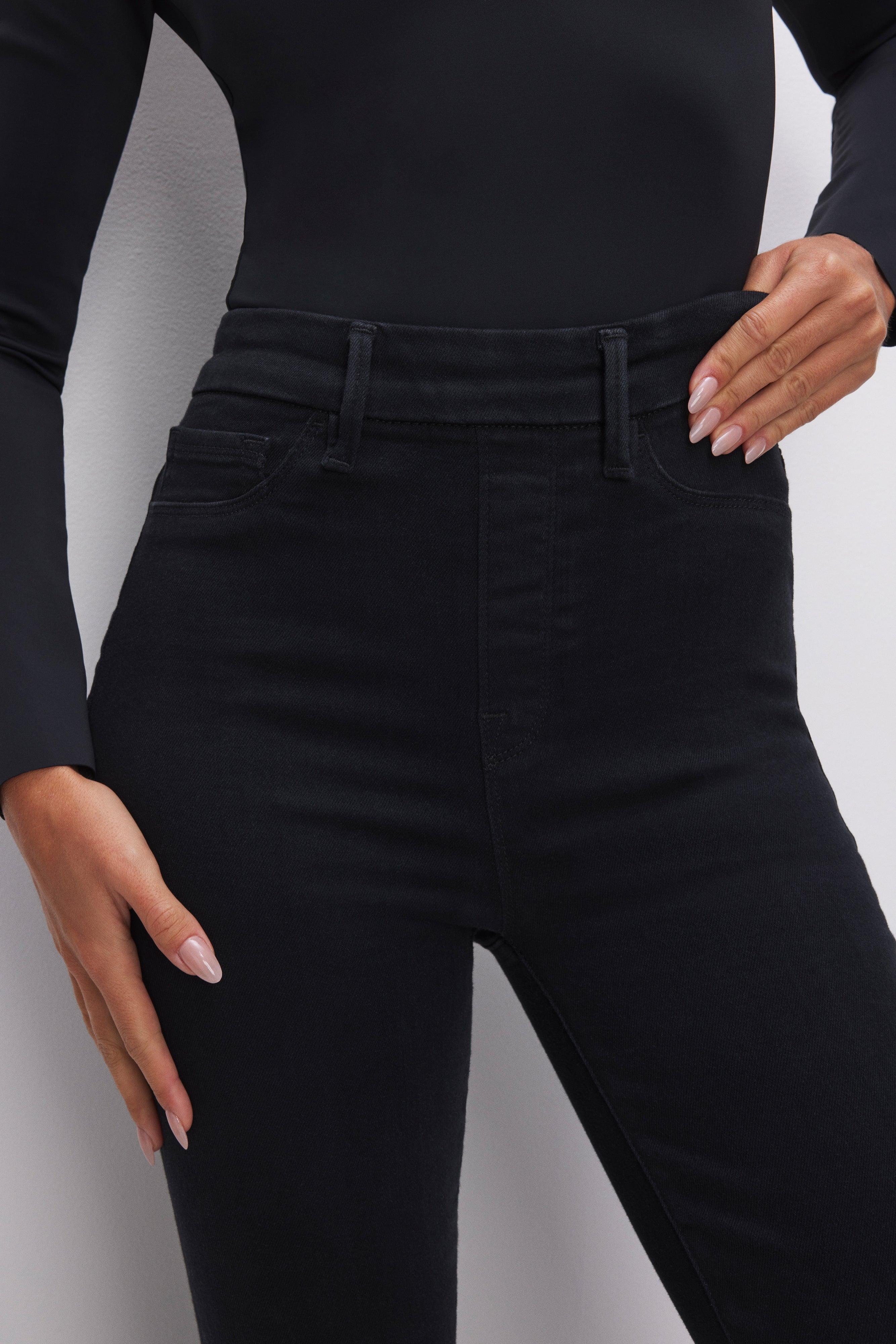 POWER STRETCH PULL-ON FLARE JEANS | BLACK001 Product Image