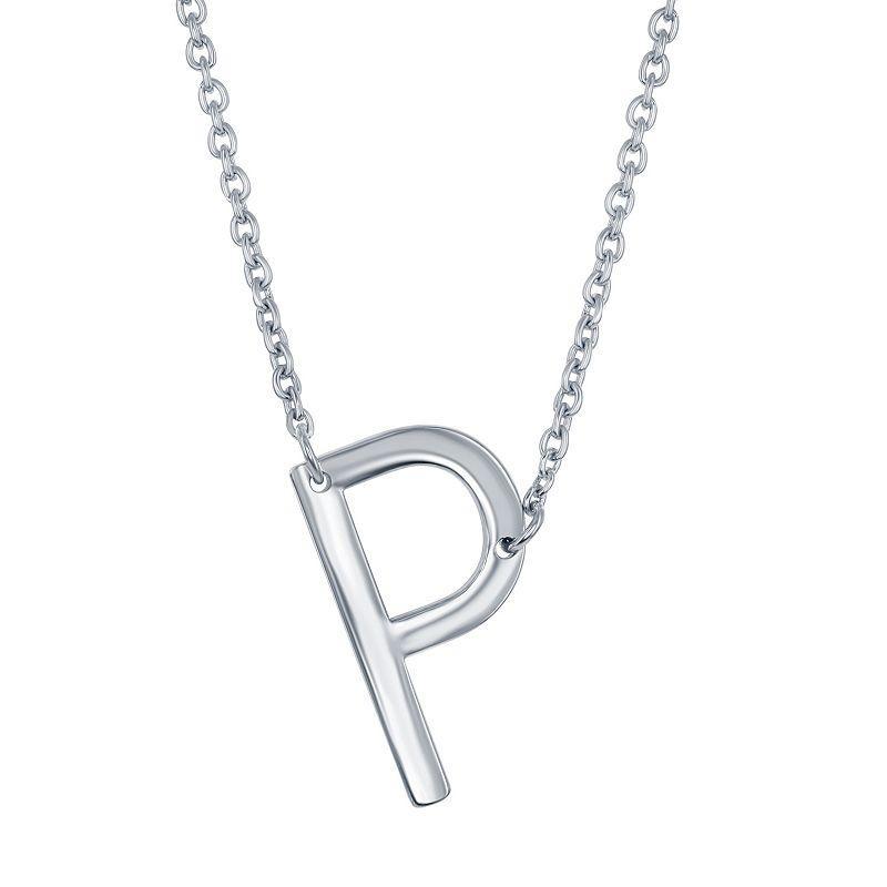 Sterling Silver Sideways Initial Necklace, Womens Sterling O Product Image