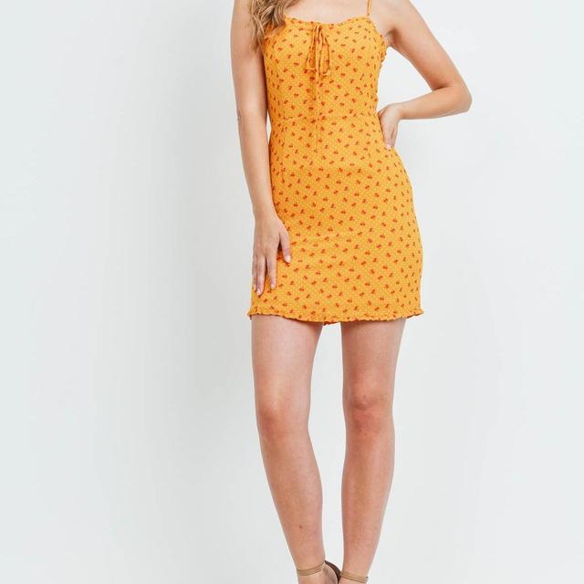 Cherry Prints Mustard Dress Product Image