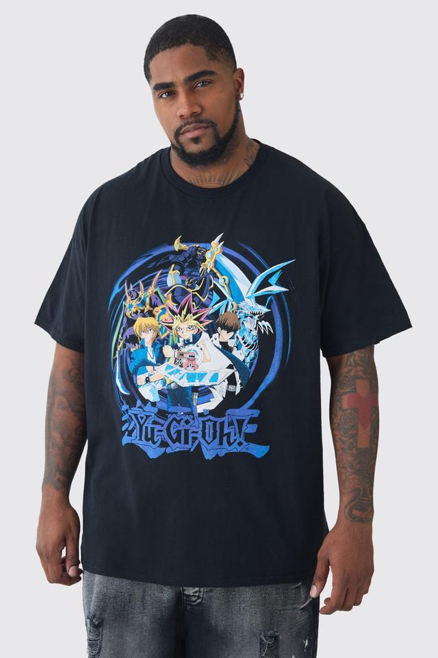 Plus Yugioh Anime Printed Licensed T-shirt In Black | boohooMAN USA Product Image