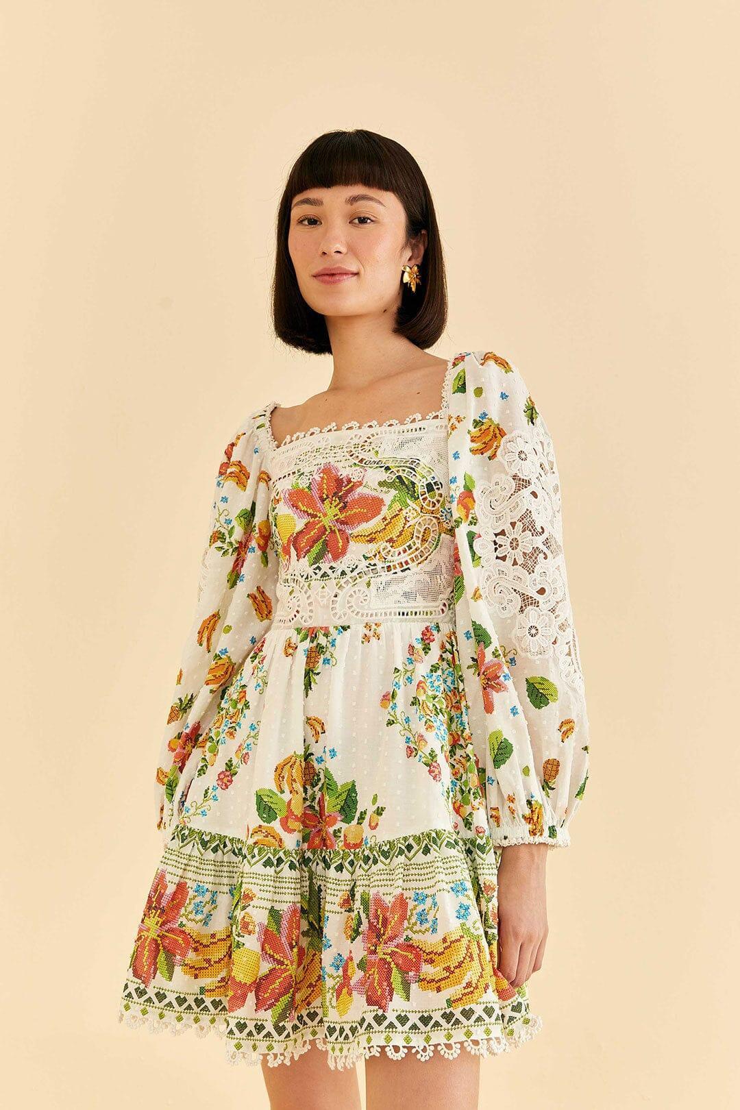 Off-White Tropical Romance Scarf Mini Dress, TROPICAL ROMANCE OFF-WHITE SCARF / S Product Image