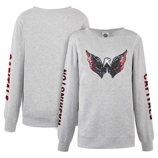 Womens Cuce Heather Gray Washington Capitals Sequin Pullover Sweatshirt Product Image