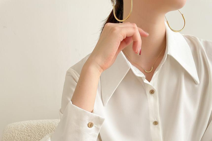 Puff-Sleeve Plain Shirt Product Image