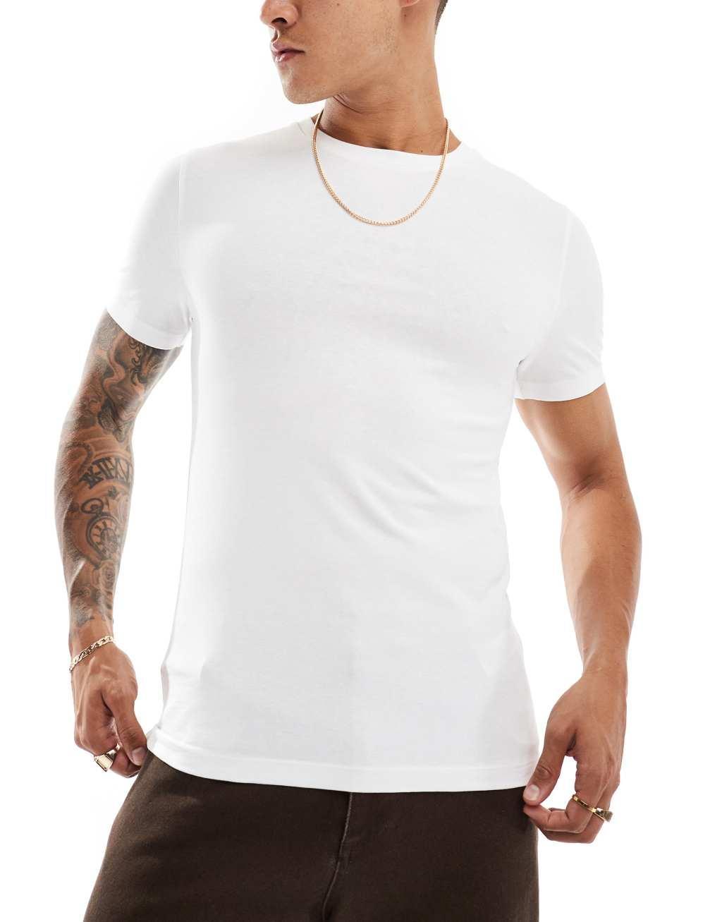 ASOS DESIGN 3 pack muscle fit t-shirts in multiple colors Product Image