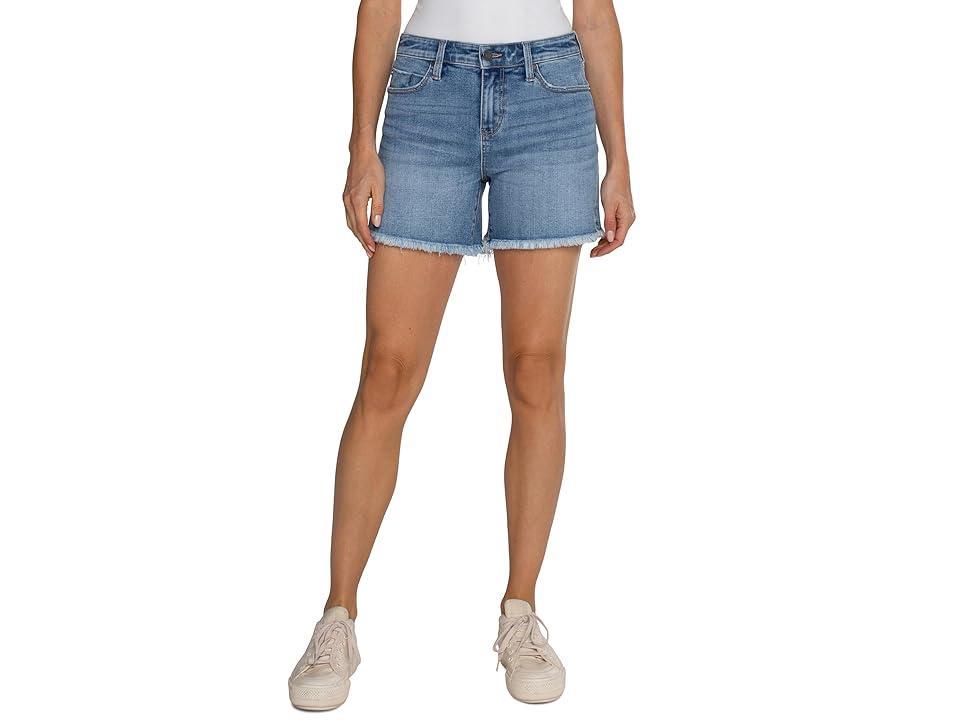 Liverpool Los Angeles Vickie Frayed Denim Shorts Product Image