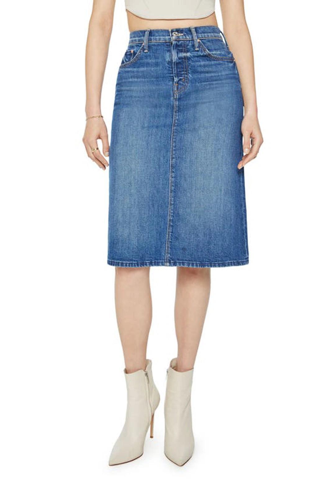 The Vagabond Midi Skirt It's A Small World (also In 23,24,25,26,27,28,29,30,31,32,33,34) In Blue Product Image