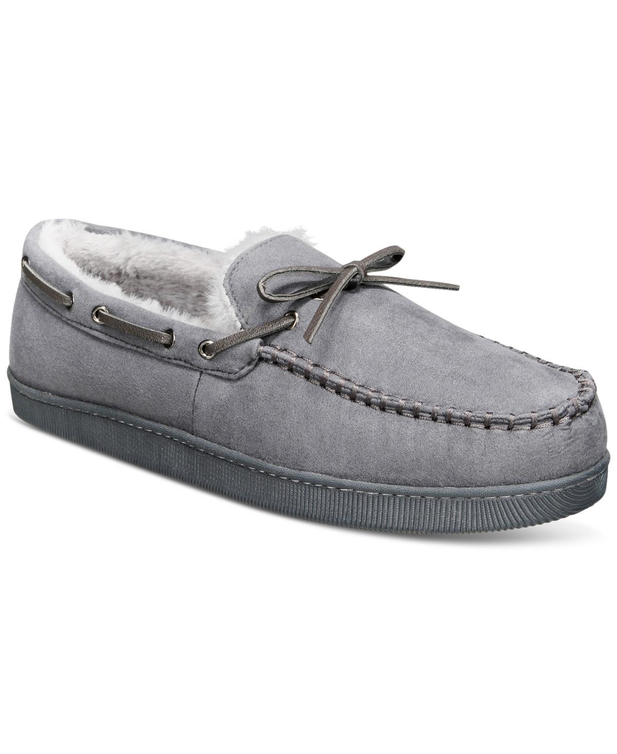 Club Room Mens Faux-Suede Moccasin Slippers with Faux-Fur Lining, Created for Macys Product Image