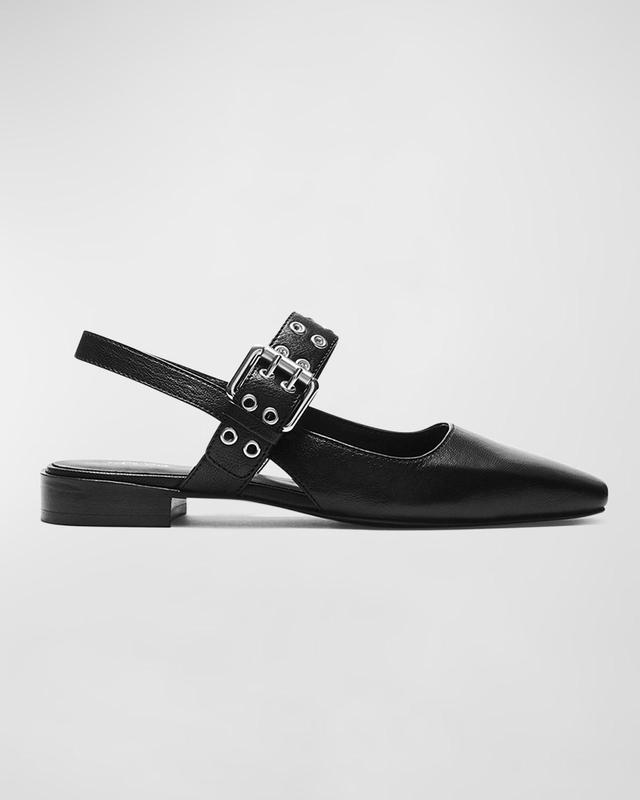 Astra Leather Buckle Slingback Ballerina Flats Product Image