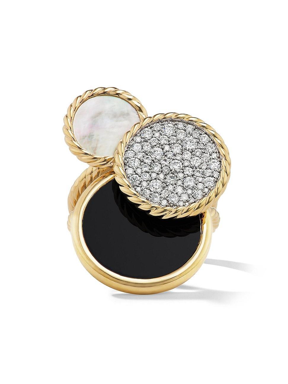 Womens DY Elements Cluster Ring In 18K Yellow Gold With Mother-Of-Pearl, Black Onyx, & Pav Diamonds Product Image