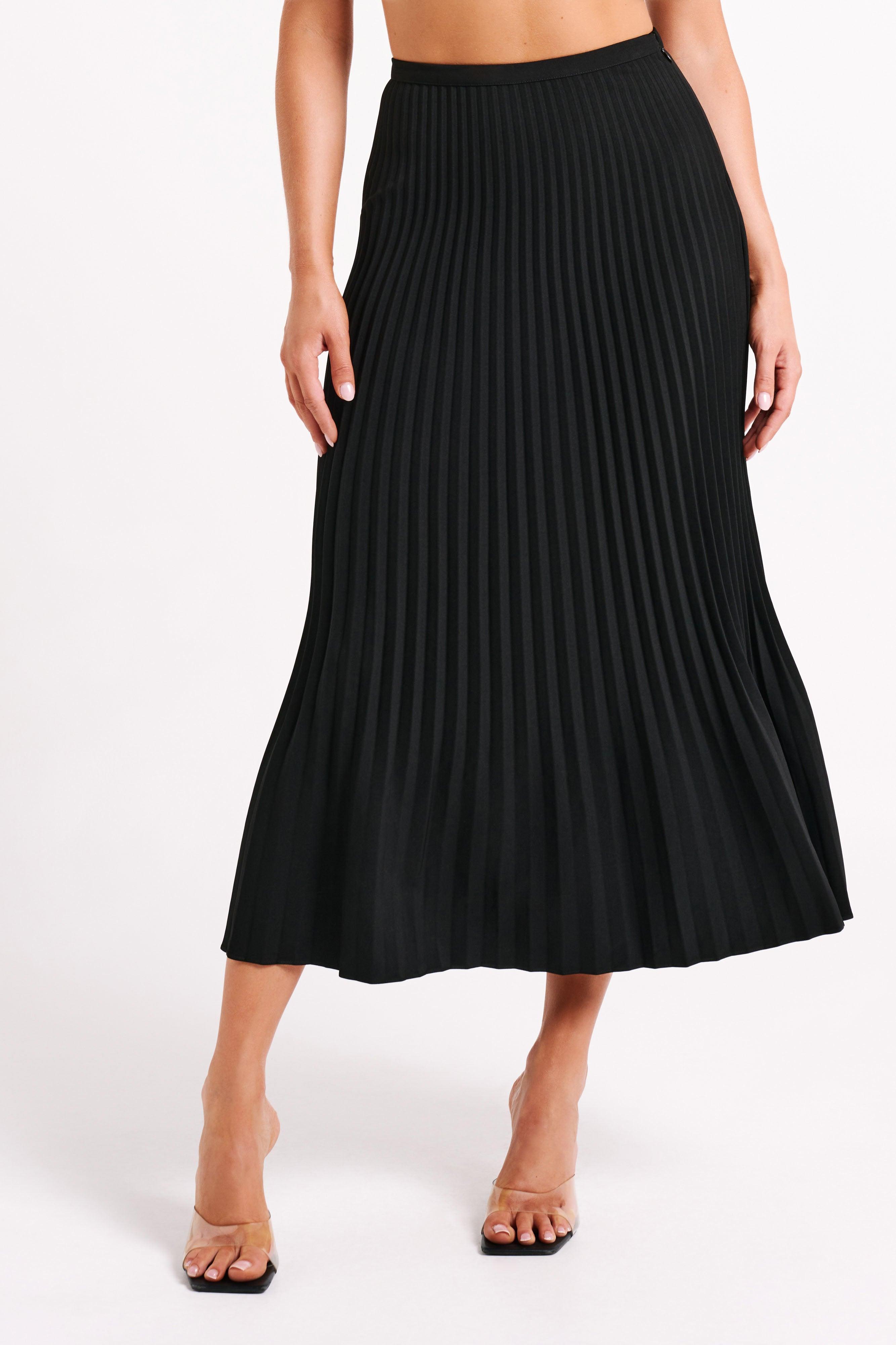 Twyla Pleated Suiting Maxi Skirt - Black Product Image